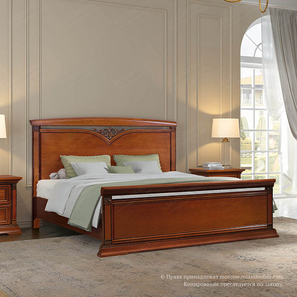 Кровать двойная с ножной спинкой 1600x2000 Лоренцо вишня