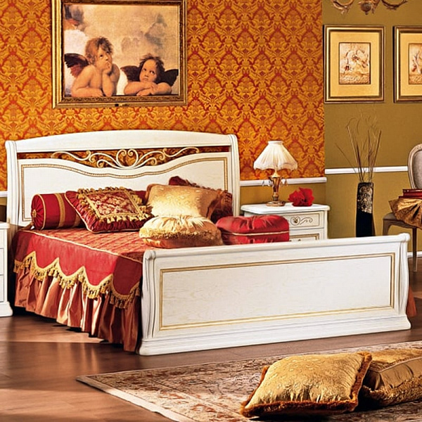 Двуспальная кровать с кованым элементом и прямой ножной спинкой 1600x2000 Луиджи белый