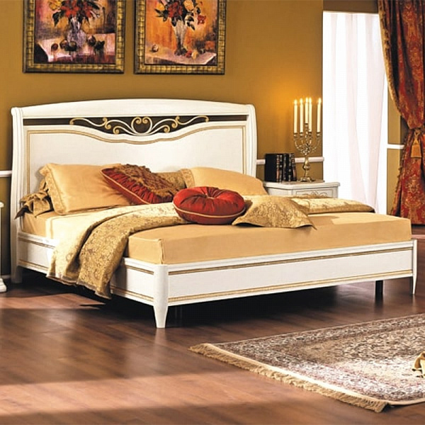 Двуспальная кровать с кованым элементом без ножной спинки 1600x2000 Луиджи белый