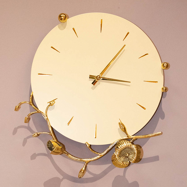 Часы «Орхидея Виви» Айвори, мраморное золото, арт. 45021  