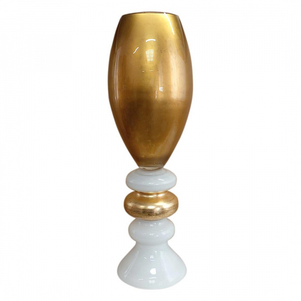 Напольная ваза "Макро" золотая с белой отделкой, арт.0040506025  